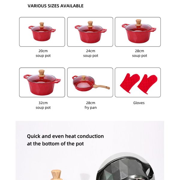 Multi-function Kitchen Cookware Cooking Pot Set Maifan Stone Aluminum Non-stick Pan Cookware Sets With Handle