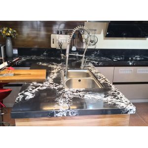 Quality Scratch Resist Honed Black Quartz Countertops Polished Surfaces Finished for sale