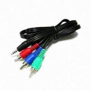 AV Cable, 3.5mm 4 Cores Stereo to 3 RCA Plugs