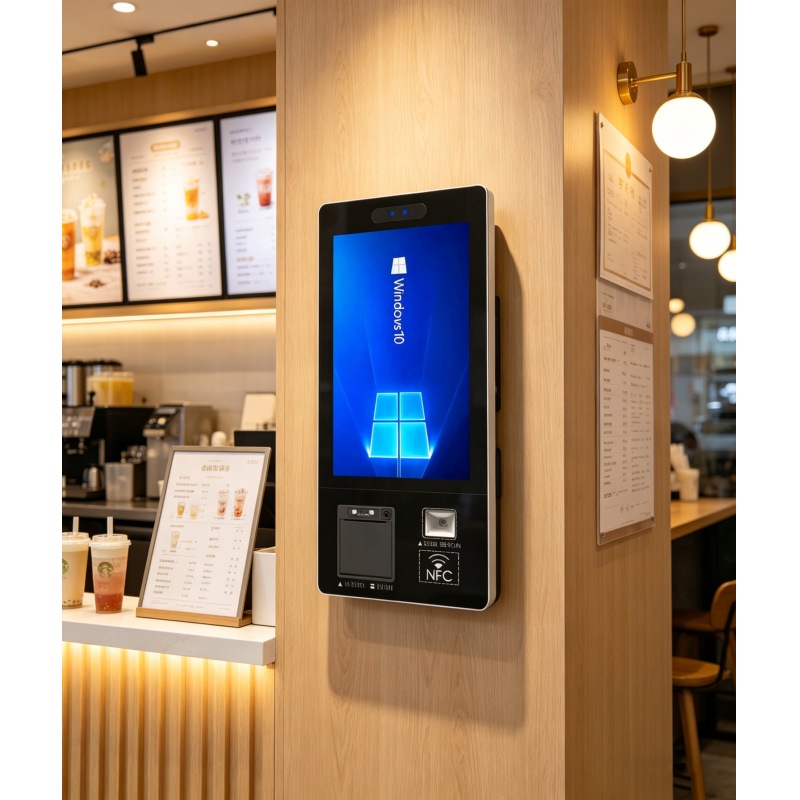 Restaurant Desktop Android/Wind10 System Multi Touch Screen Kiosk Self Ordering Payment LCD Kiosk with Credit Card Terminal