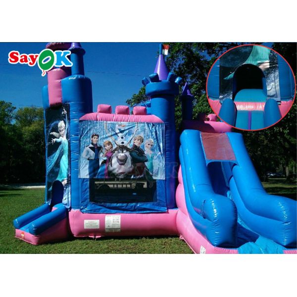 Waterproof Inflatable Bounce House Princess Frozen Carriage Bouncy Castle With Slide