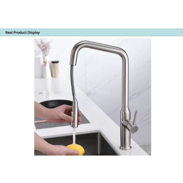 Motion Sensor SUS304 Brushed Stainless Steel Kitchen Faucet With Pulldown Spray