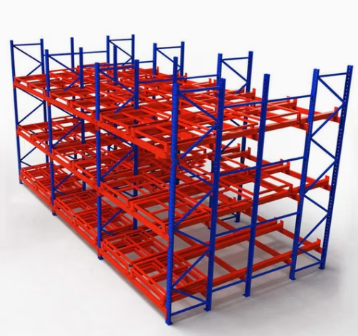 50mm 75mm Pitch Push Back Pallet Racking Heavy Duty For Warehouse Storage