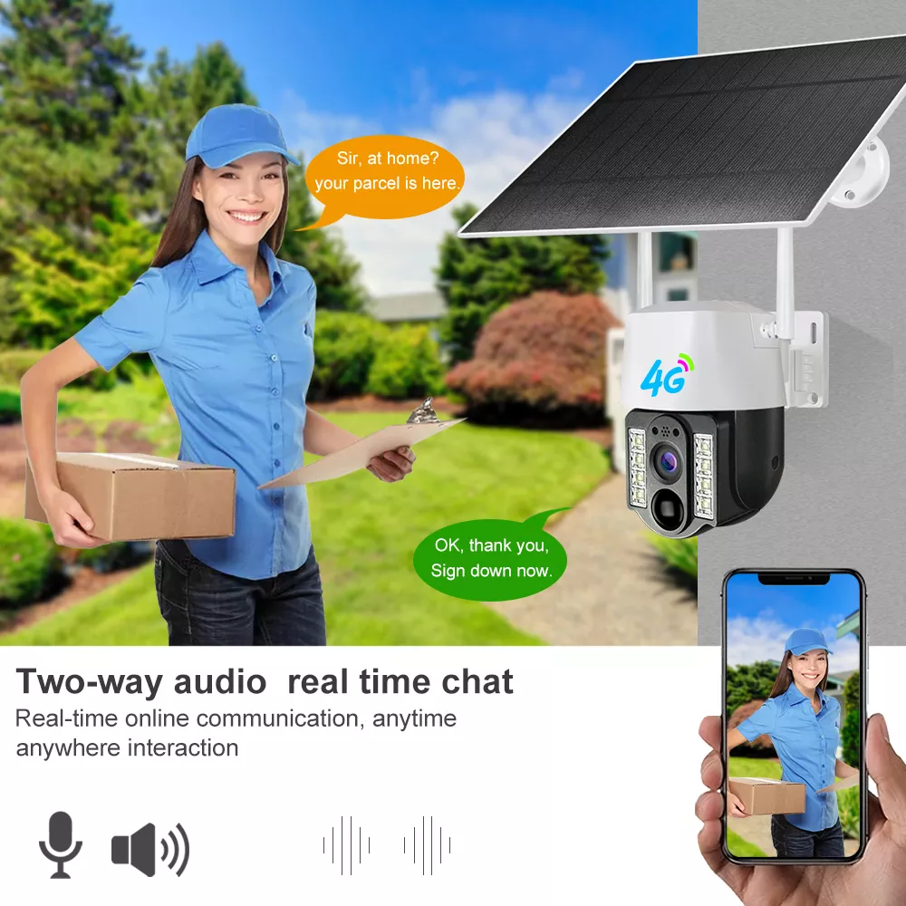 4G SIM Card Solar PTZ Camera WIFI Motion Detection Alarm CCTV Security Camera