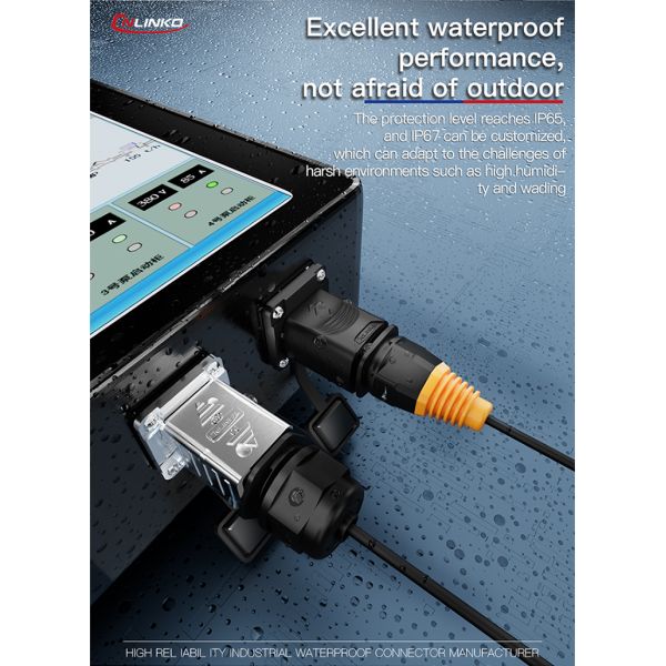 CNLINKO 8P8C RJ45 Connector Shield Cat6 RJ45 Socket Waterproof RJ45 Connector with Dust Cover