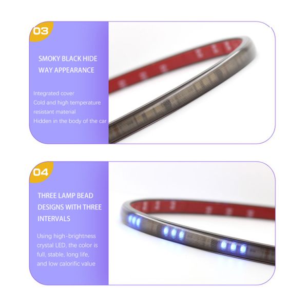 12-24V Car Front Grille LED RGB Daytime Running Lights Strip Colorful Lamp