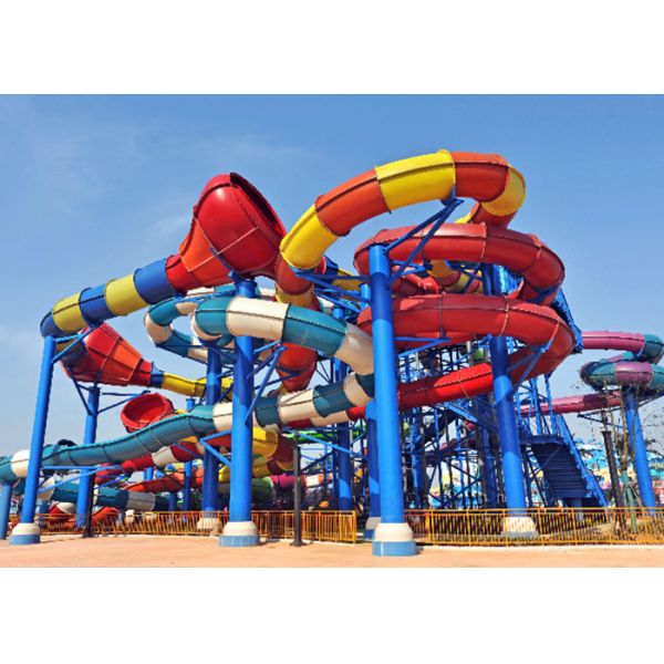 Funny Fast Fall Water Slide Playground With Fiberglass Galvanize Steel Material