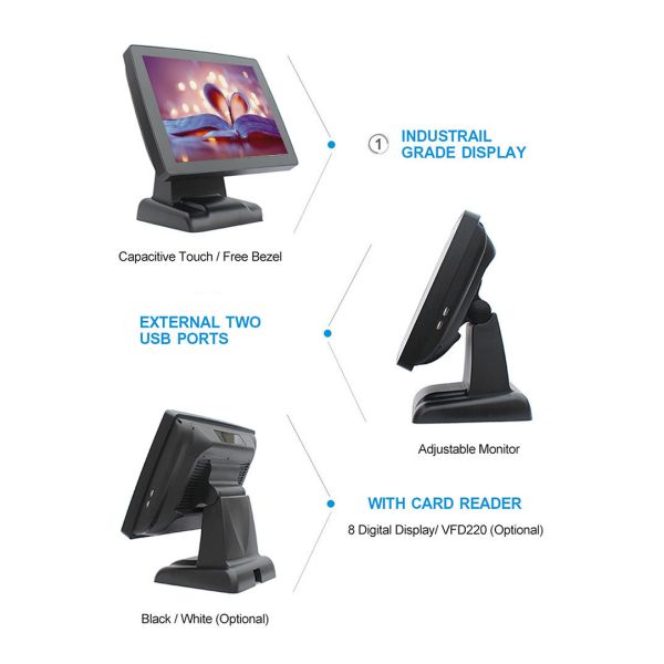 Plastic Housing OS Windows 10 Pos Systems 2 * 20 VFD Low Noise Fanless 17.0 Kgs