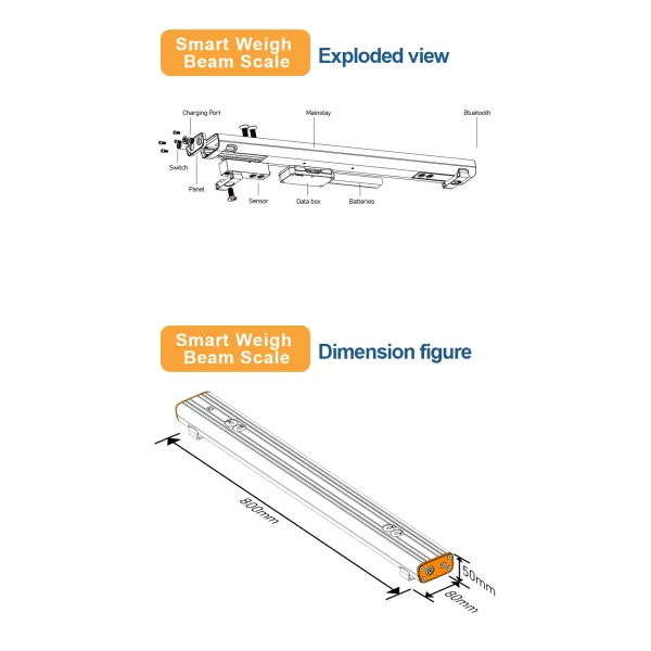 Bluetooth Portable Electric Beam Weighing Scale Digital Weighbridge with Mobilephone APP Print Forklift Truck Scale Logistics Scale 3ton Precision 0.1%