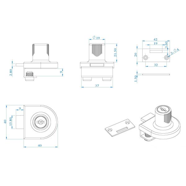 238 Single glass door lock