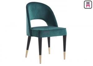 Quality Velvet Upholstered Open Back Wood Restaurant Chairs With Gold Hardware for sale