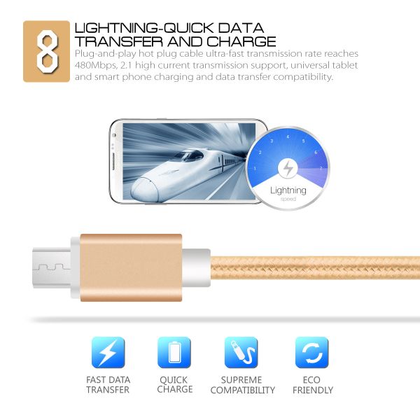 Monochrome woven cable nylon micro cable is suitable for charging of apple android type-c mobile phone