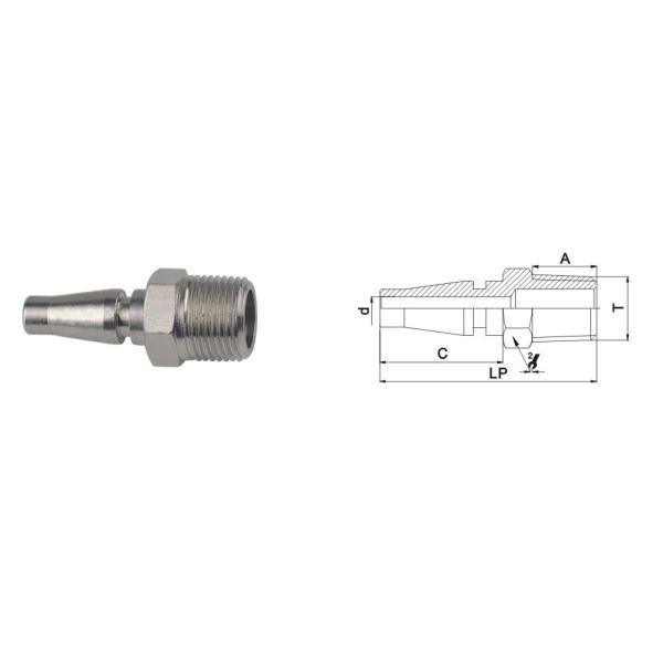 Nickle Plated Pneumatic Quick Connect Coupling In Brass LSQ-17 Rectus 17KA