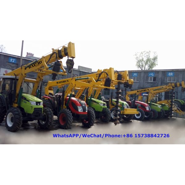 Integrated Tractor Crane Pole Erection Machine For Cement Poles Pit Digging