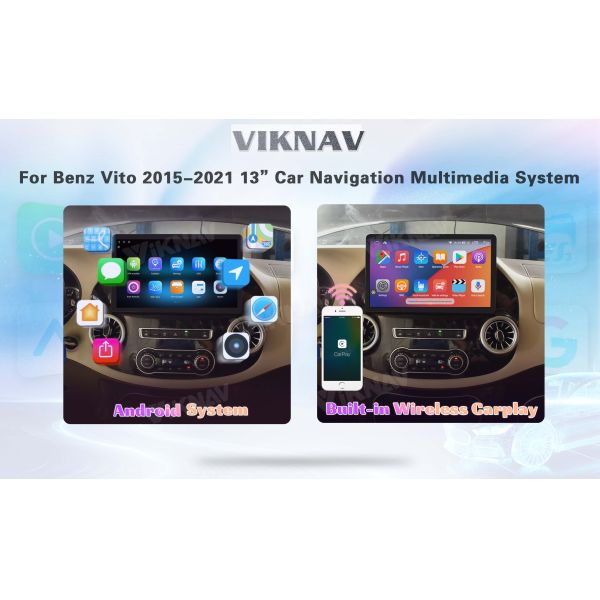Viknav 13 Inch Android 8 Core Car Player Multimedia Radio For Benz Vito 2015-2021 GPS Navigation(128GB)