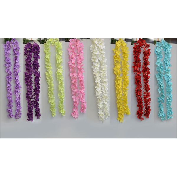 UVG wedding use realistic fake white wisteria flower vine for home garden wall decoration