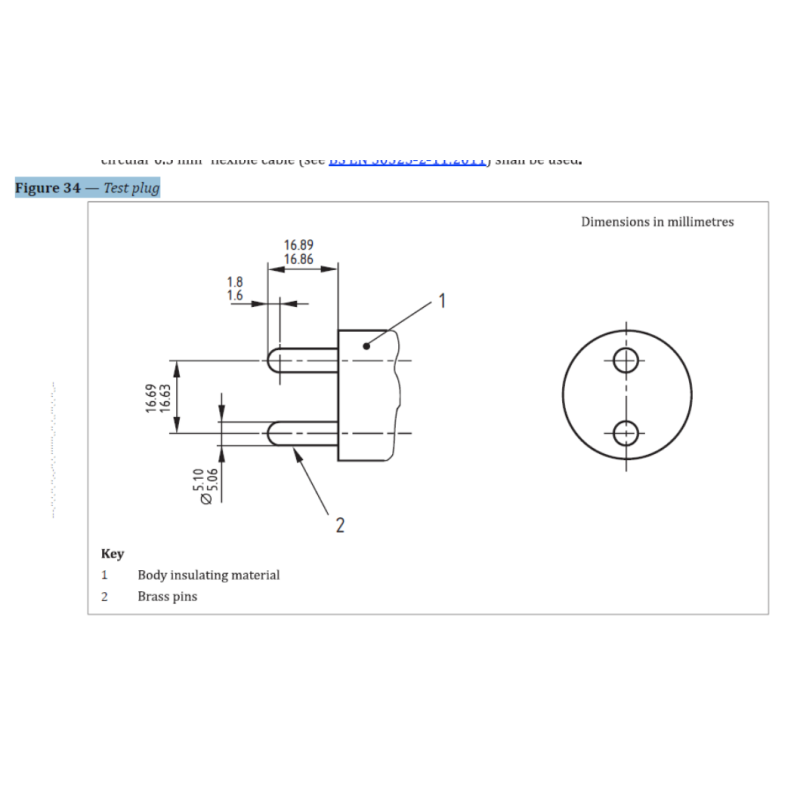 BS 4573 Temperature Rise Plug Gauge for Electrical Socket Testing