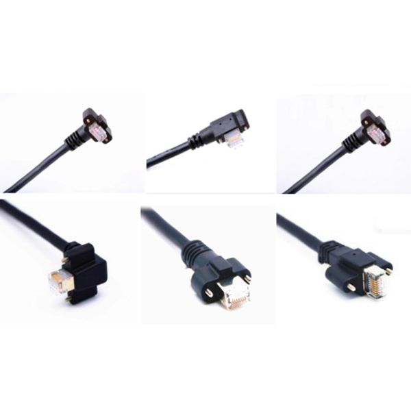 Black CAT 6 SSTP Camera Data Cable / Right Angle Cable M2 Nickel Plated Screw