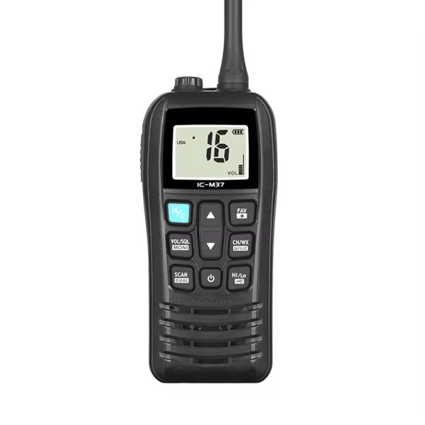 IC-M37 Portable VHF Marine Radio with 3500-4000mAh Battery 16 Storage Channels and 136-174MHz Frequency for Long-Term Distance Communication