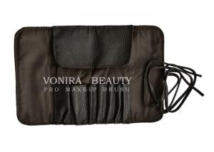 Quality Retro Makeup Brush Roll-up bag With Belt Strap PU Cosmetic Pen Pencil Case Bag for sale