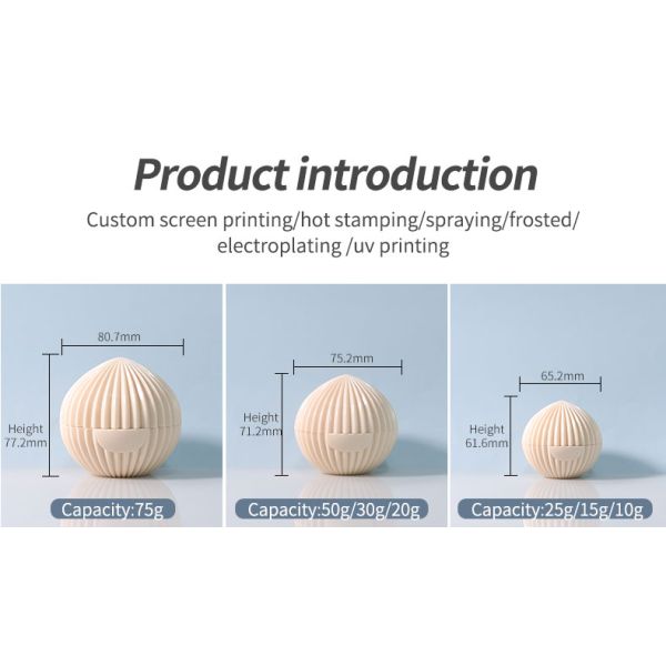 Sphere Shape Custom Cosmetic Packaging 50g 75g Plastic Container For Cream