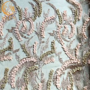 Quality Eco Friendly Luxury Lace Fabric / Custom Embroidered Lace With Sequins for sale