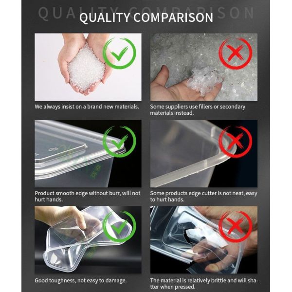 Custom 650ml Takeaway Food Container Rectangular Clear Plastic Takeaway Container