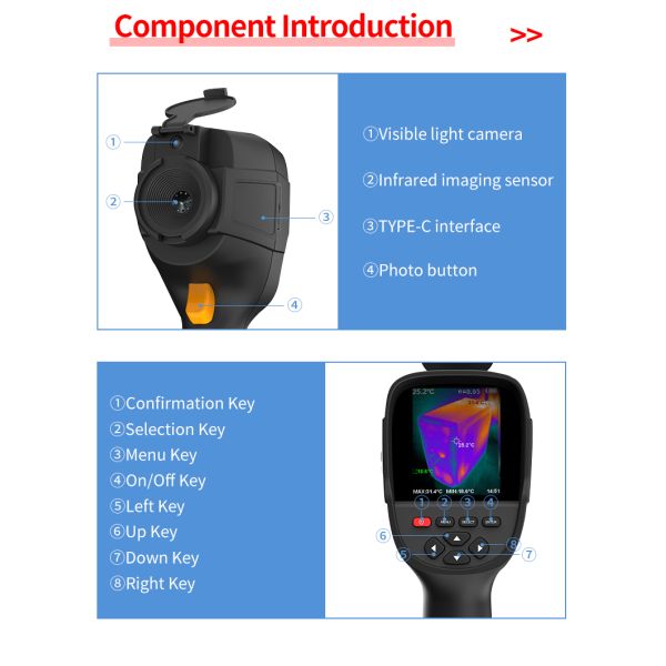 High Resolution Portable Industrial IR Thermal Imager Camera 256*192 Infrared Imaging Handheld and Accurate