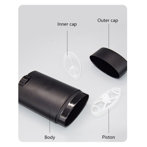 15g/50g/75g Customized Color And Customized Logo PP Oval Shaped Deodorant Stick Container With Flat Top Cap UKDS03