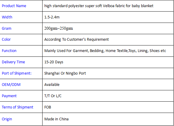 High Standard Super Soft Velboa Fabric Shrink - Resistant For Baby Blanket