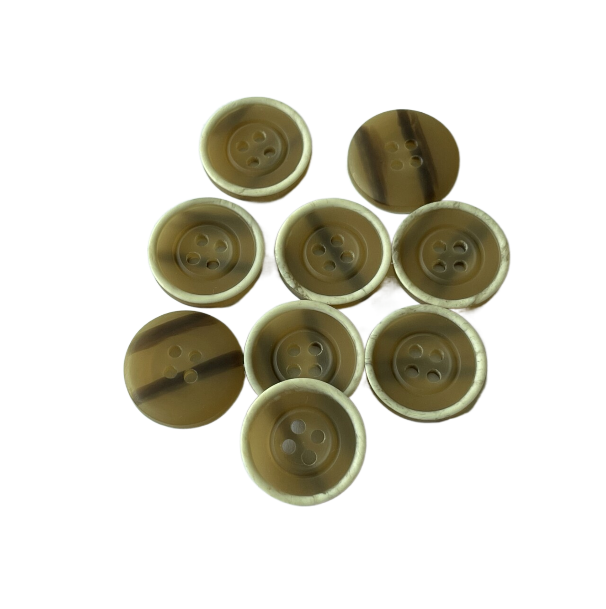 Plastic Coat Buttons With White Rim Imitation Horn Desgin On Back 34L 4 Hole For Coat