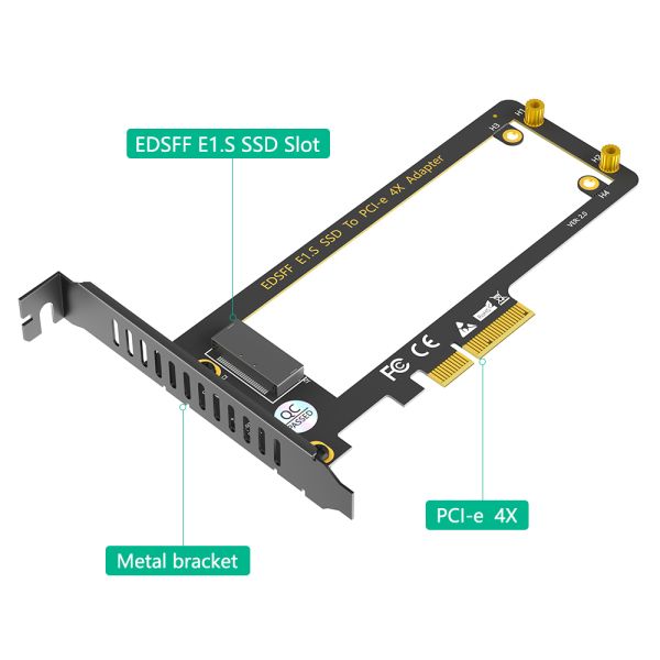 PCI-E 4.0 4X to NVMe Ruler 1U GEN-Z EDSFF 9.5mm 15mm 25mm Thickness Short SSD E1.S with Heat Sink PM9A3 PM9D3 P5801X Carrier Adapter