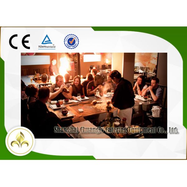 Commercial Induction Semi - Circle Teppanyaki Table Grill With Purification System