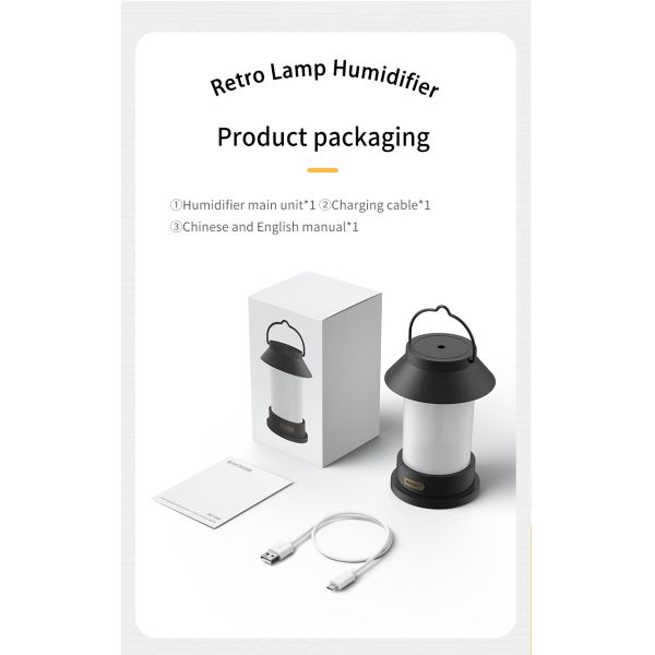 400ml USB Wireless Creative Design Portable Camping Lantern Shape Diffuser Hanging Type Outdoor Cool Mist Humidifier