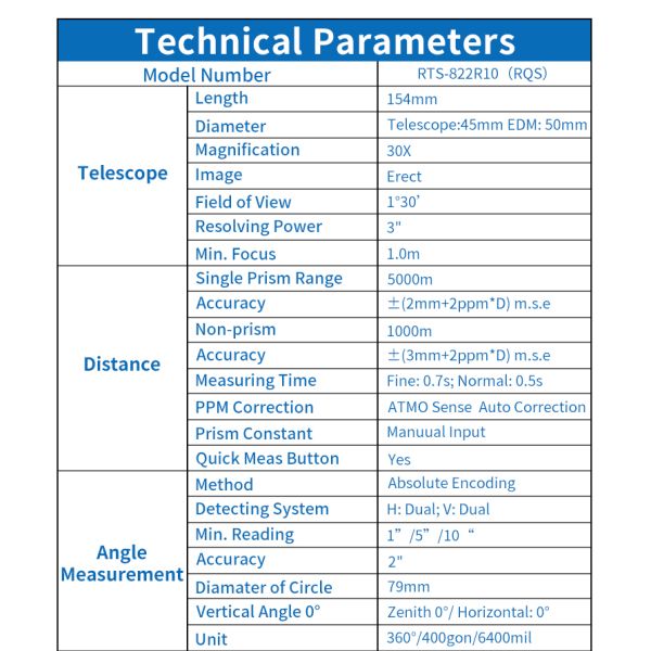 Ruide RTS-822R10 RQS Total Station 2" Accuracy Surveying Equipment