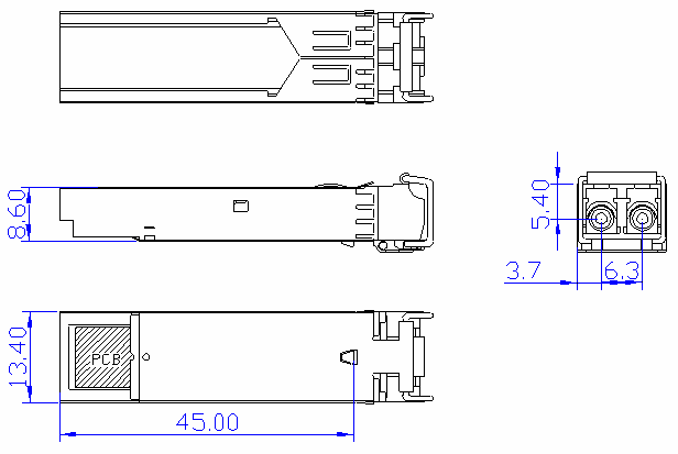1.25G SFP Transceiver Module , Optical Transceiver Module Dual Fiber 1310nm for 10KM