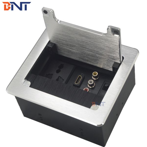BNT ROHS certification dustproof desktop cable cubby with RJ45/RCA aluminum built in multifunctional meeting room desk s