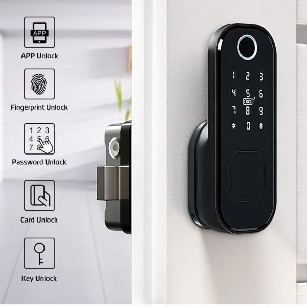 Bluetooth Fingerprint Rim Keypad Mechanical Key Nfc French Door Security Locks