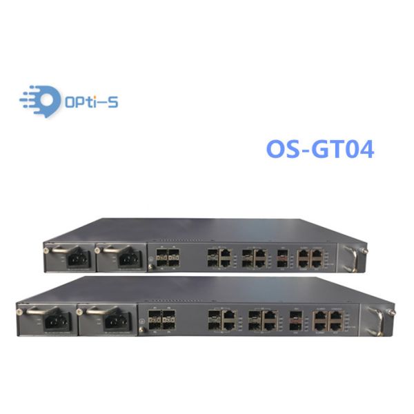 Cassette GPON OLT 4 ports 2*10GE SFP+ ports uplink GPON OLT main chip Broadcom pizzabox 1RU zte huawei fiberhome