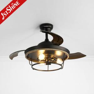 China Farmhouse Industrial Flush Mount Black Ceiling Fan For Living Room Bedroom Kitchen on sale