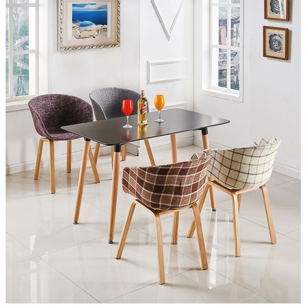 Modern Patchwork Dining Chairs Comfortable Armchair Style With Wheels