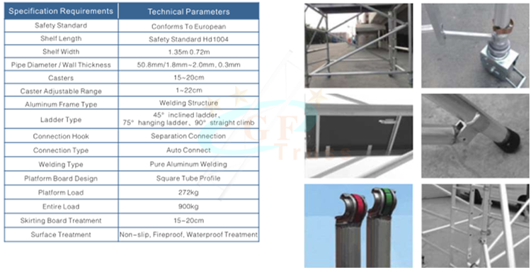 12m Height Telescopic Mobile Aluminum Scaffold Tower