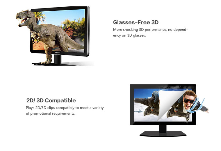 Naked Wifi Glass Free 3D Display High Refresh Rate Wide Viewing Angle Low Maintenance