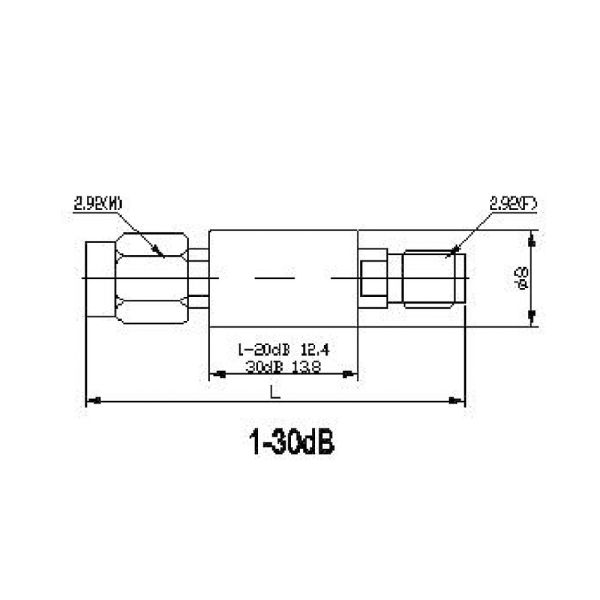 2 W Coaxial Fixed Attenuators DC-40 GHz Connector 2.92 mm