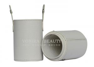 Quality Round Makeup Brush Jar Cup Makeup Organizer Bag PU Leather Cylinder Storage for sale