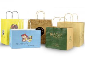 Quality Wholesale Custom Printed Kraft Paper Bags Pacakging For Food Delivery Fctory for sale