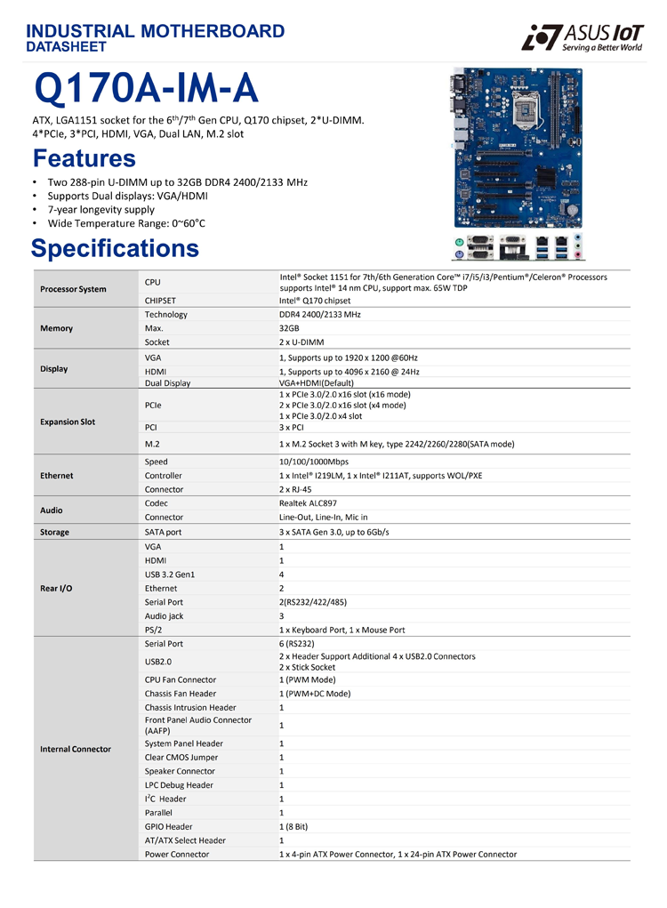 ATX Industrial Pc Motherboard LGA1151 Socket 32GB DDR4 Brand New Dual LAN