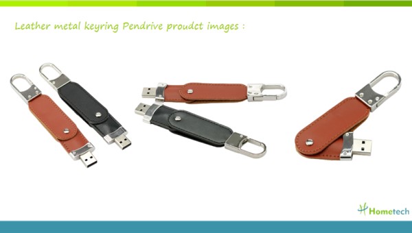 Auto Run Leather USB Flash Disk Metal Keyring Pendrive Creativo USB 2.0 / USB 3.0