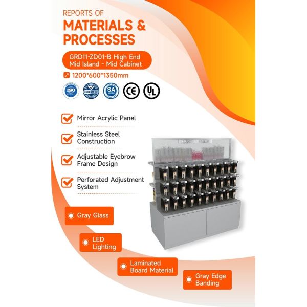 GDR11-ZD01-B Cosmetics Retail Display with LED Light Strips and Gray Glass for Mall Boutiques