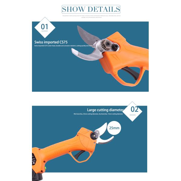 Swansoft Grape Vine Secatuers Electronic Scissors Powered Pruners 2.5CM Battery Orchard Pruner